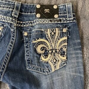 Miss Me Blue Distressed Denim Bermuda Shorts